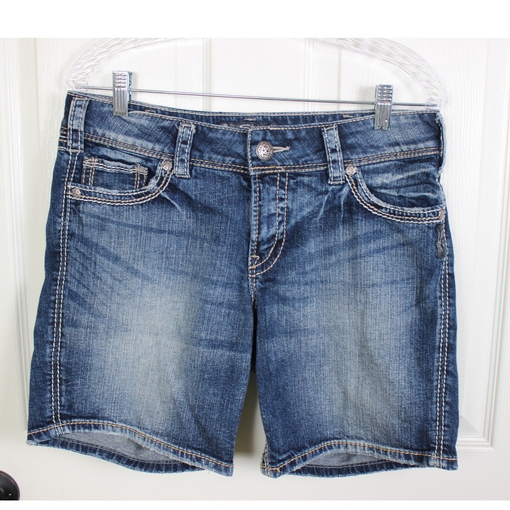 Silver Jeans Co Suki Surplus Denim Shorts Medium Wash Blue W30 L5017SJB273